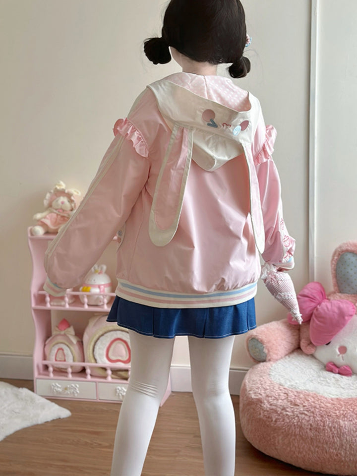 Strawberry Bunny Ear Hoodie Jacket