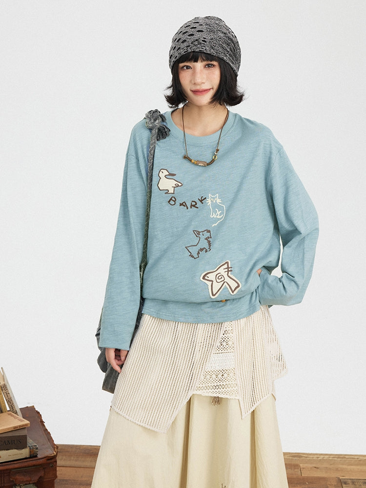 Kawaii Zoo Patch Sweatshirt