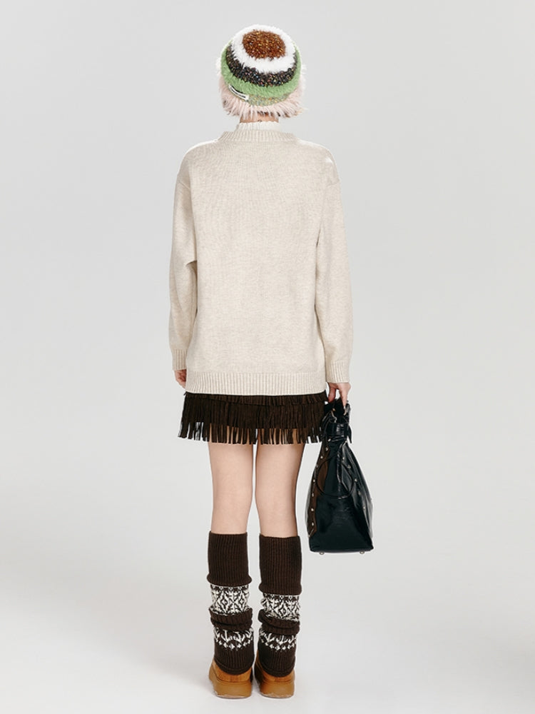  Kitten Pattern Jacquard Knit Sweater