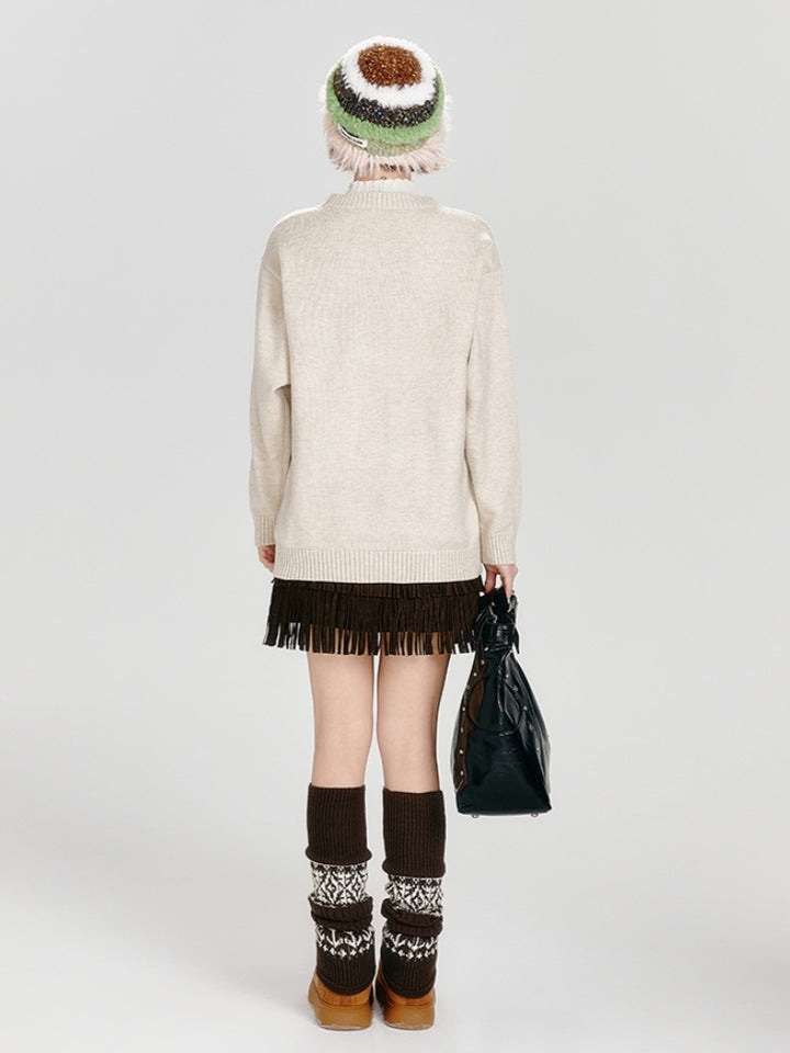  Kitten Pattern Jacquard Knit Sweater