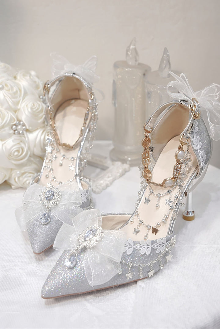 Lolita Bow Decorative Chain High Heels