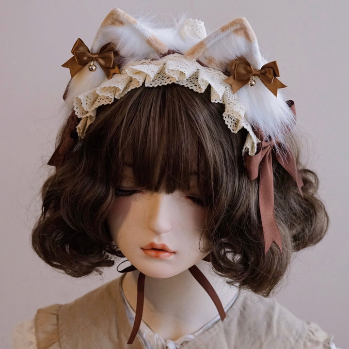 Lolita Brown Bow Bell Cat Ear Headband