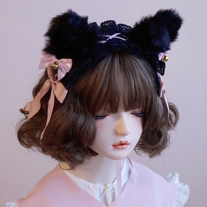 Lolita Cat Ear Black Lace Headband