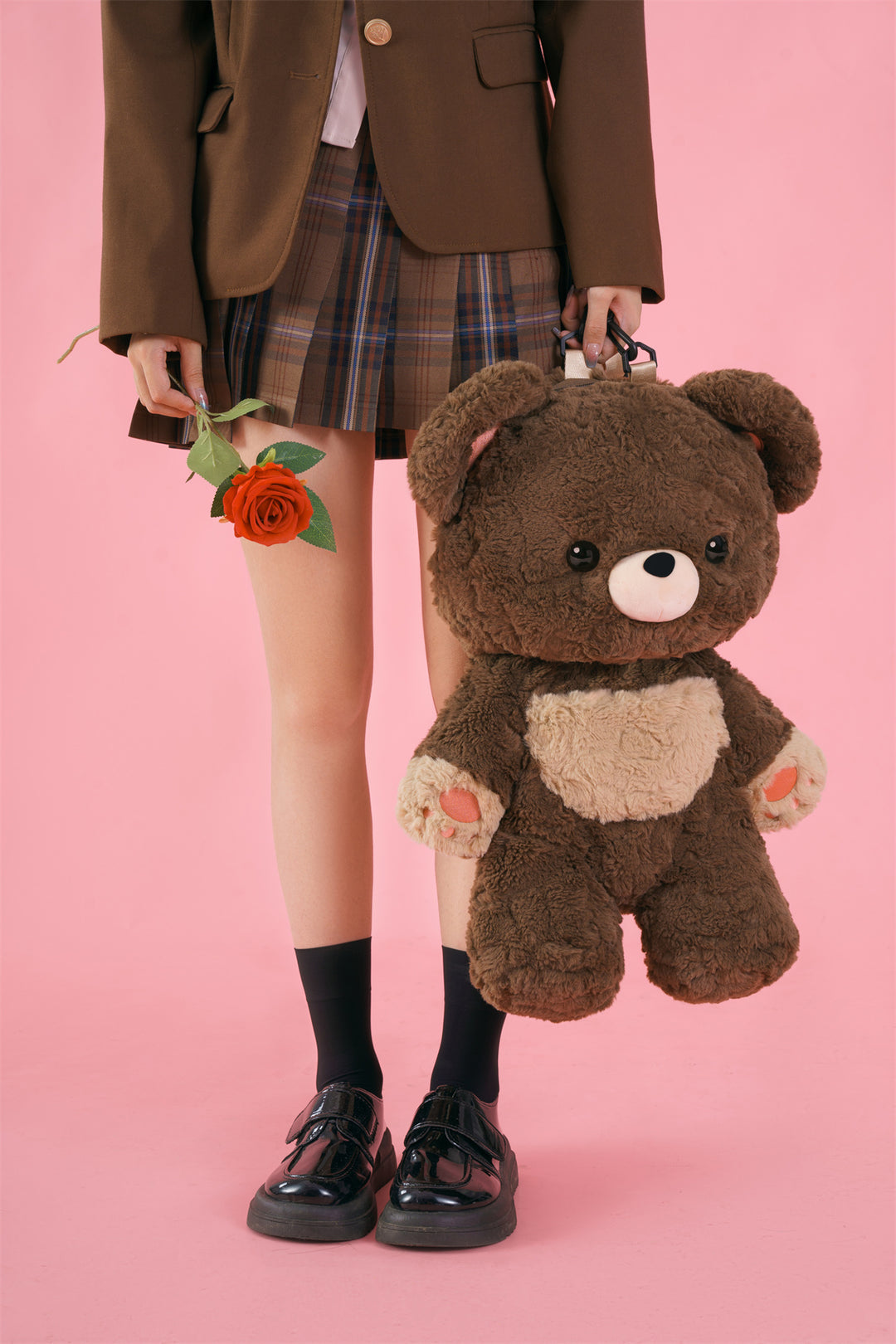 Love Heart Bear Plush Backpack