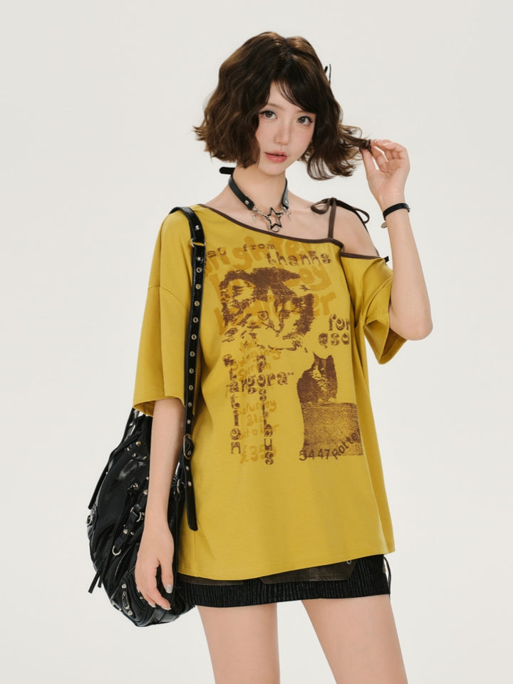 Modern Abstract Feline Graphic Tee