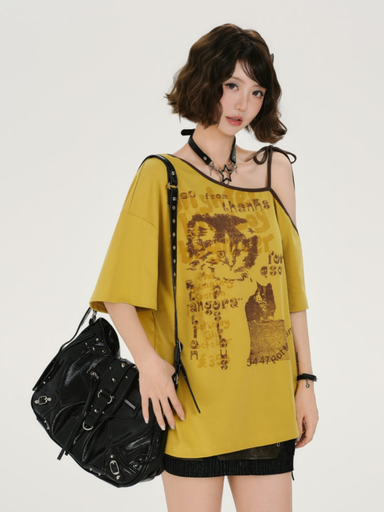 Modern Abstract Feline Graphic Tee