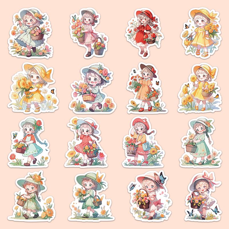 60 pcs Cartoon Girl Stickers