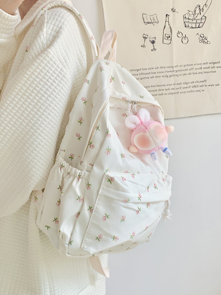 Japanese-Style Floral Print Backpack