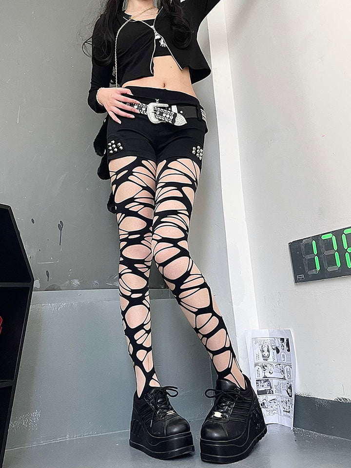 Punk Hollow-Out Ladder Tights