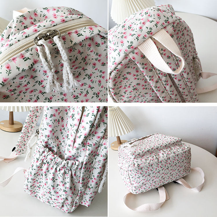 Japanese-Style Floral Print Backpack