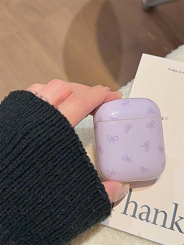 Minimalist style solid color bow AirPods case