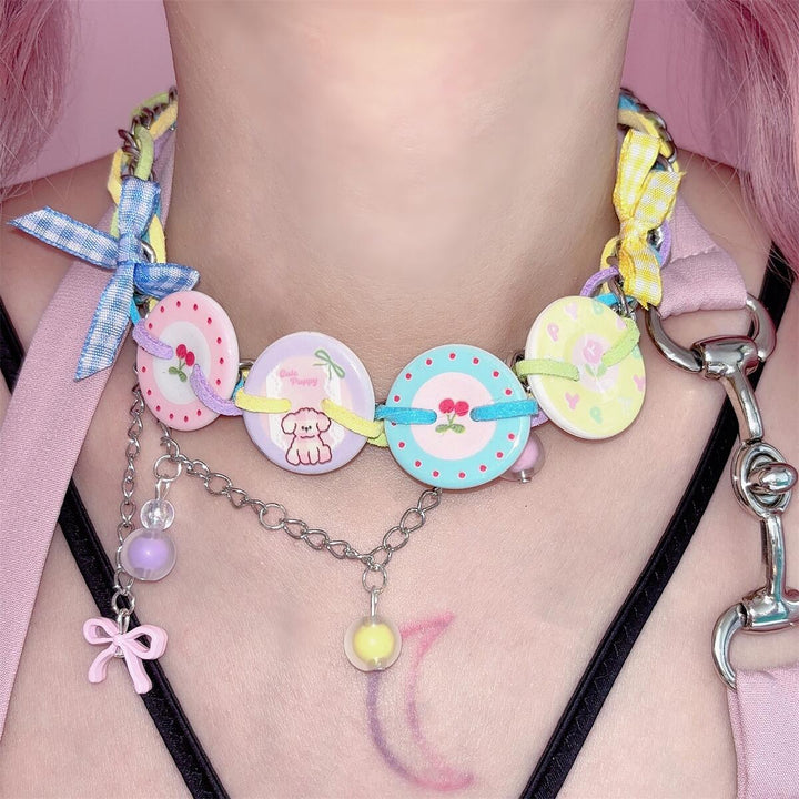 Japanese Harajuku Colorful Button Choker