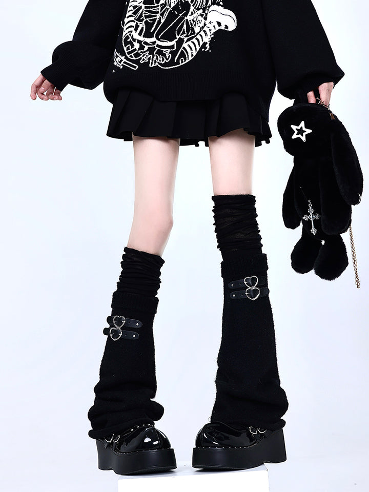 Fluffy Heart-Strap Leg Warmers