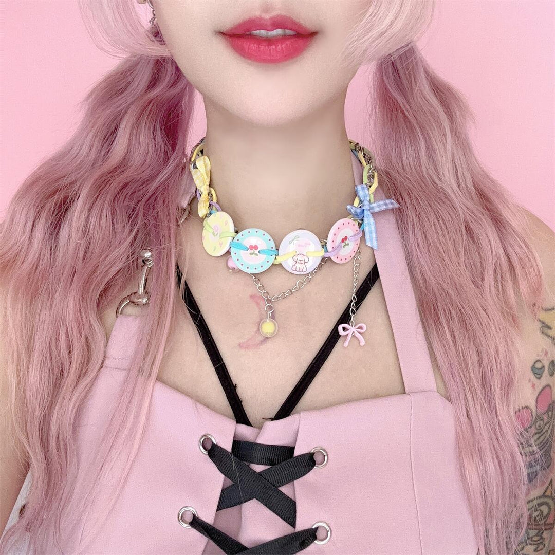 Japanese Harajuku Colorful Button Choker