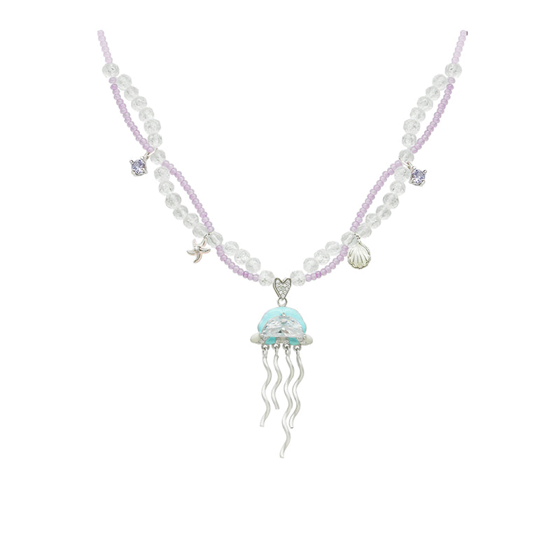 Jellyfish Crystal Beaded Necklace