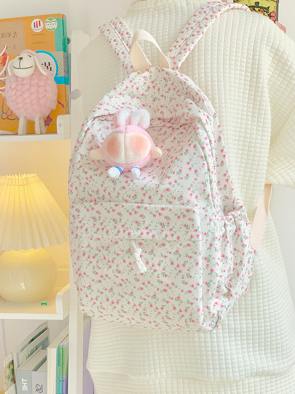 Japanese-Style Floral Print Backpack