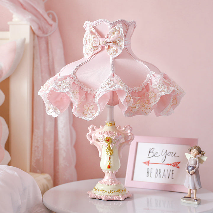 Pink Bow-Knot Lace Table Lamp