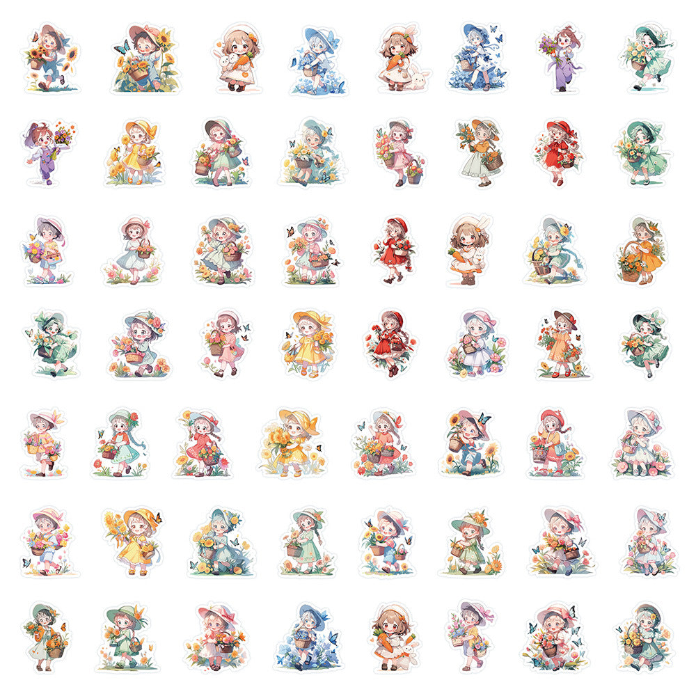 60 pcs Cartoon Girl Stickers