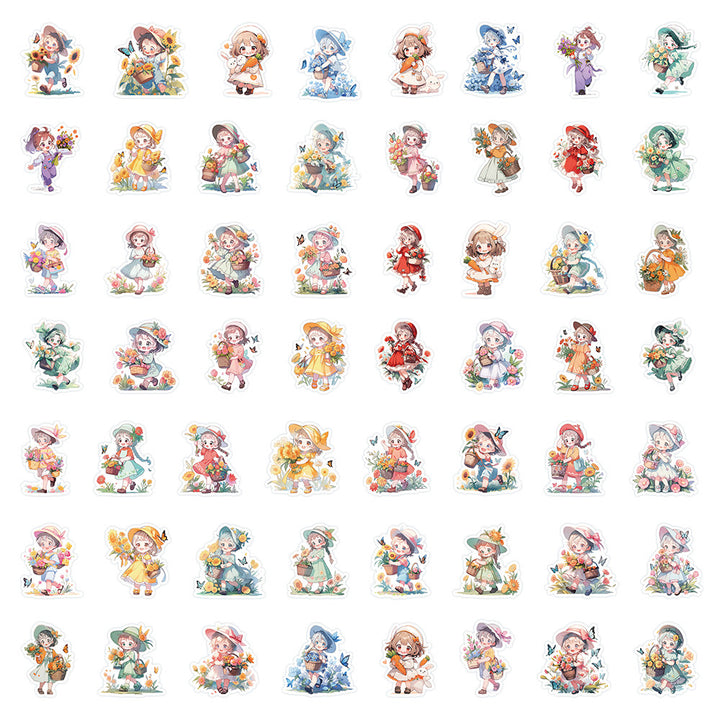 60 pcs Cartoon Girl Stickers