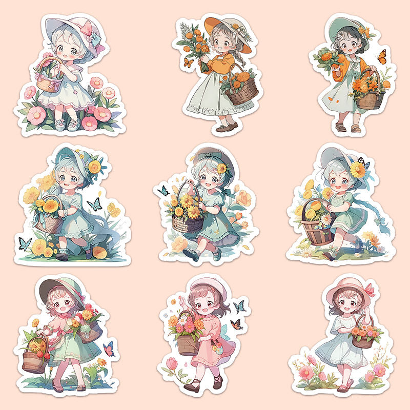 60 pcs Cartoon Girl Stickers