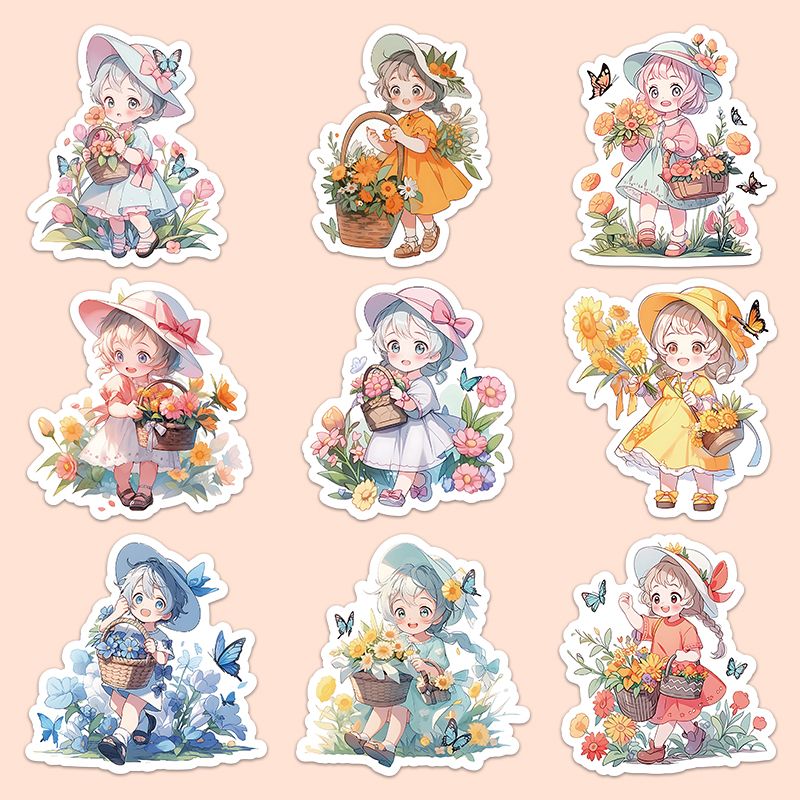 60 pcs Cartoon Girl Stickers