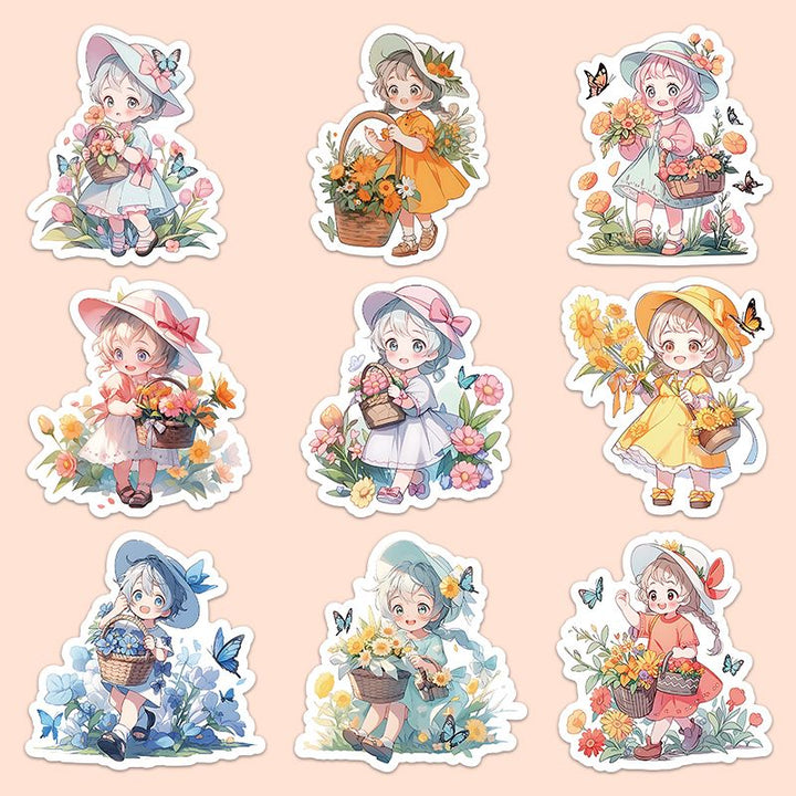 60 pcs Cartoon Girl Stickers