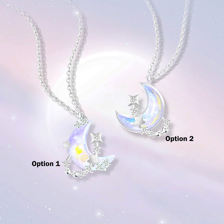 Serene Crescent Moon Pendant Silver Necklace Bracelet