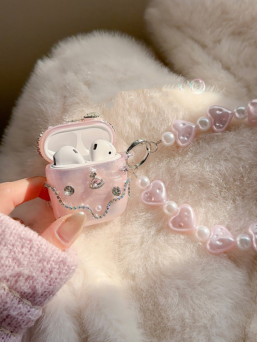 Pink 3D Rhinestone AirPods Case