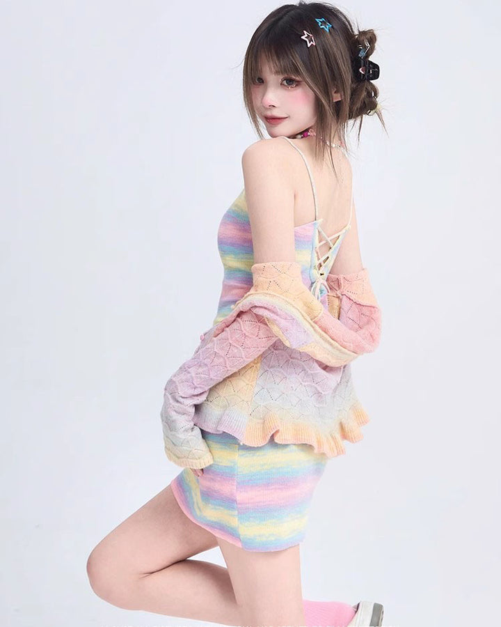 Summer Knitted Rainbow Dress