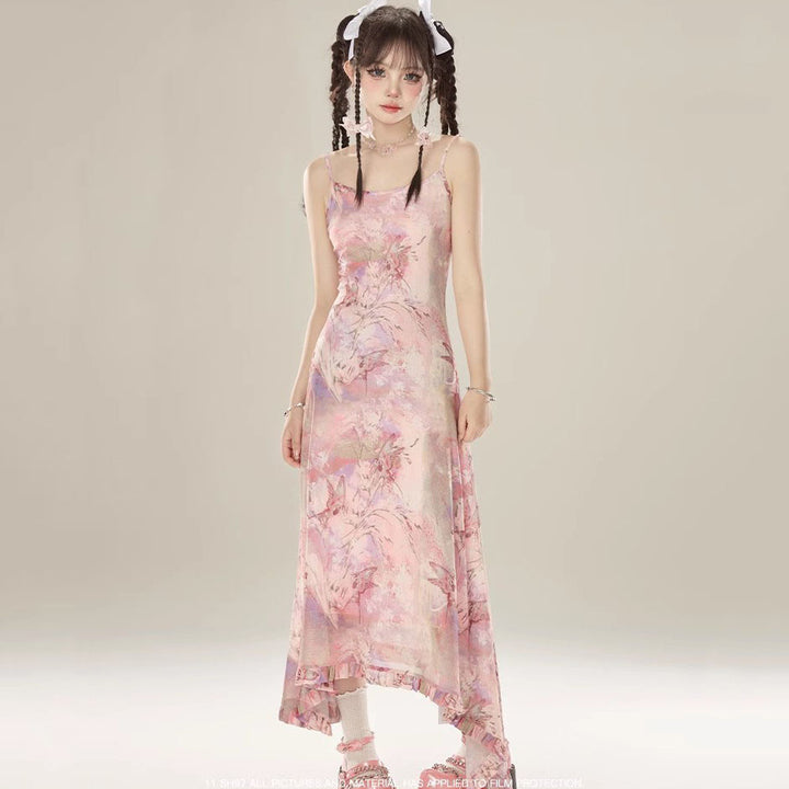 Floral Irregular Sling Dress