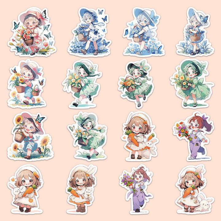 60 pcs Cartoon Girl Stickers