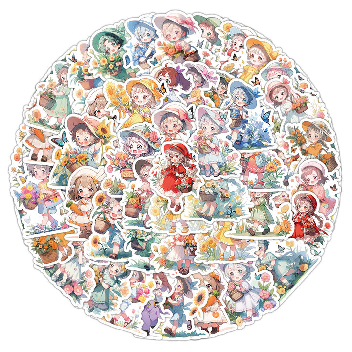 60 pcs Cartoon Girl Stickers