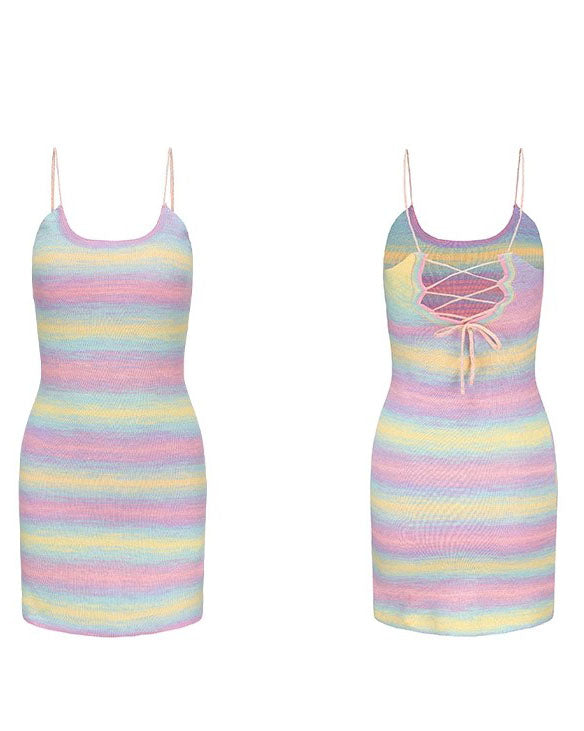 Summer Knitted Rainbow Dress