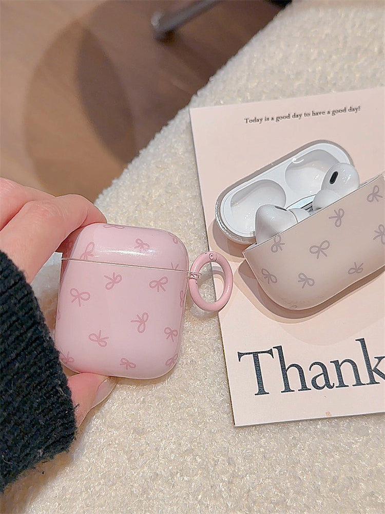 Minimalist style solid color bow AirPods case
