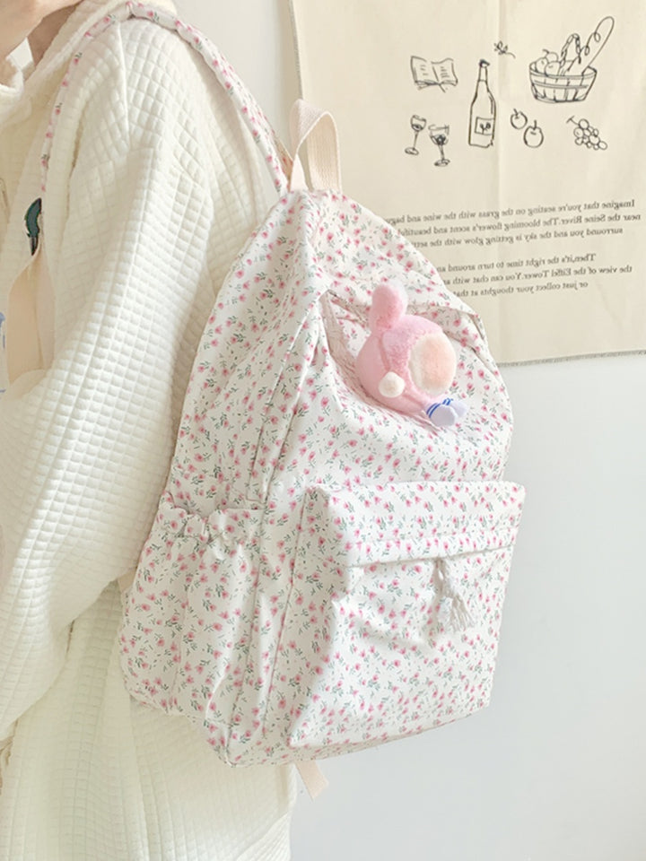 Japanese-Style Floral Print Backpack