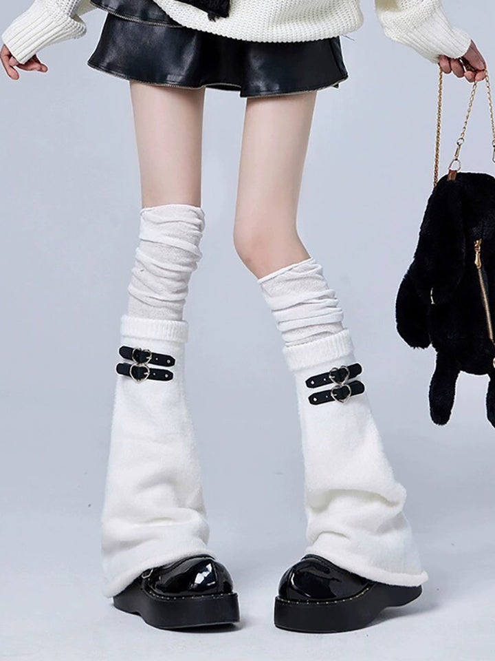Fluffy Heart-Strap Leg Warmers