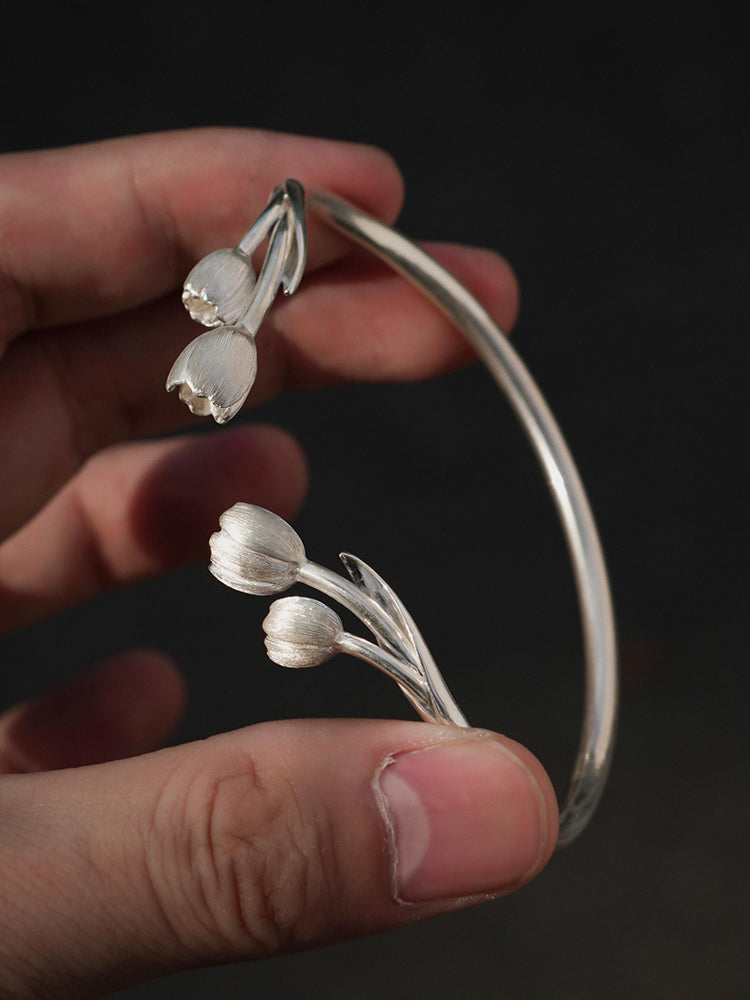 Tulip Flower Silver Bracelet