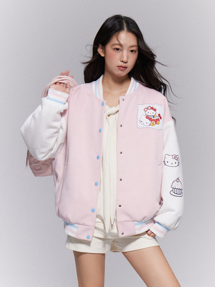 Pink Kitty Baseball Jacket