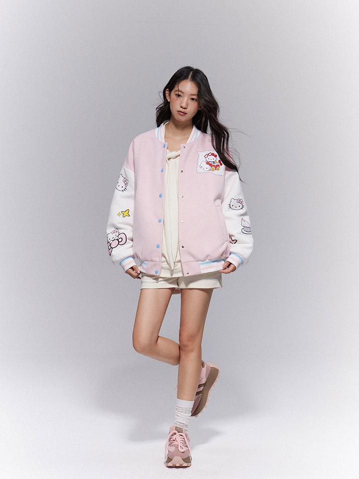 Pink Kitty Baseball Jacket