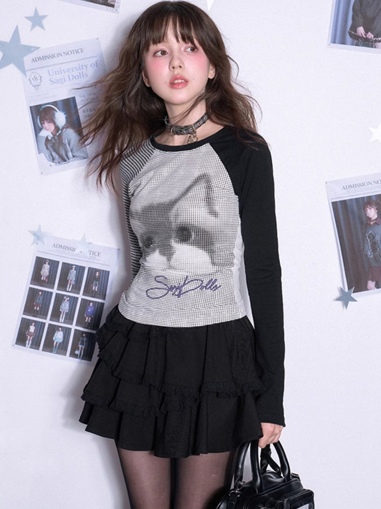 Polka Dot Cat Print Tee