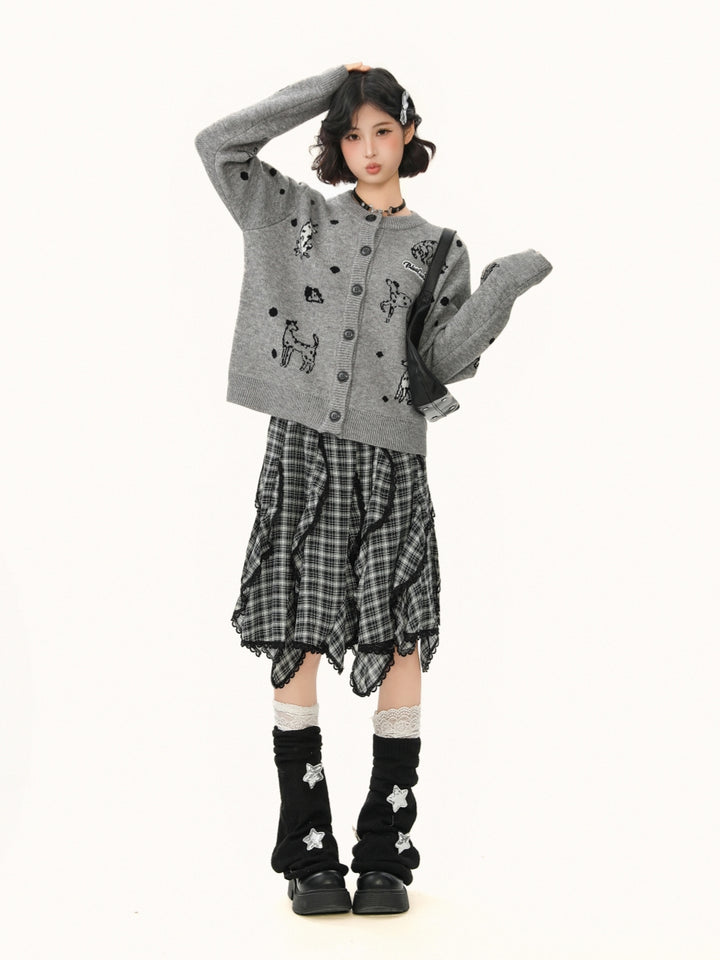 Puppy Jacquard Knit Cardigan