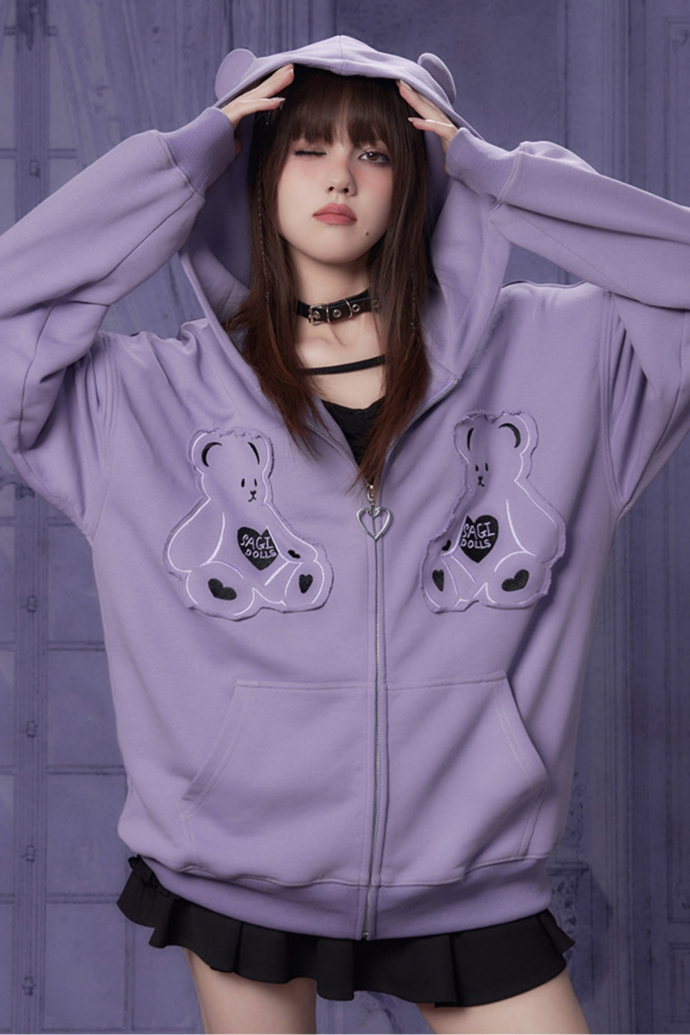 Purple Bear Hoodie