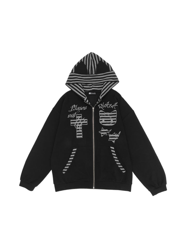 Rebel Kitten Cat Ear Hoodie - Edgy Y2K Essential