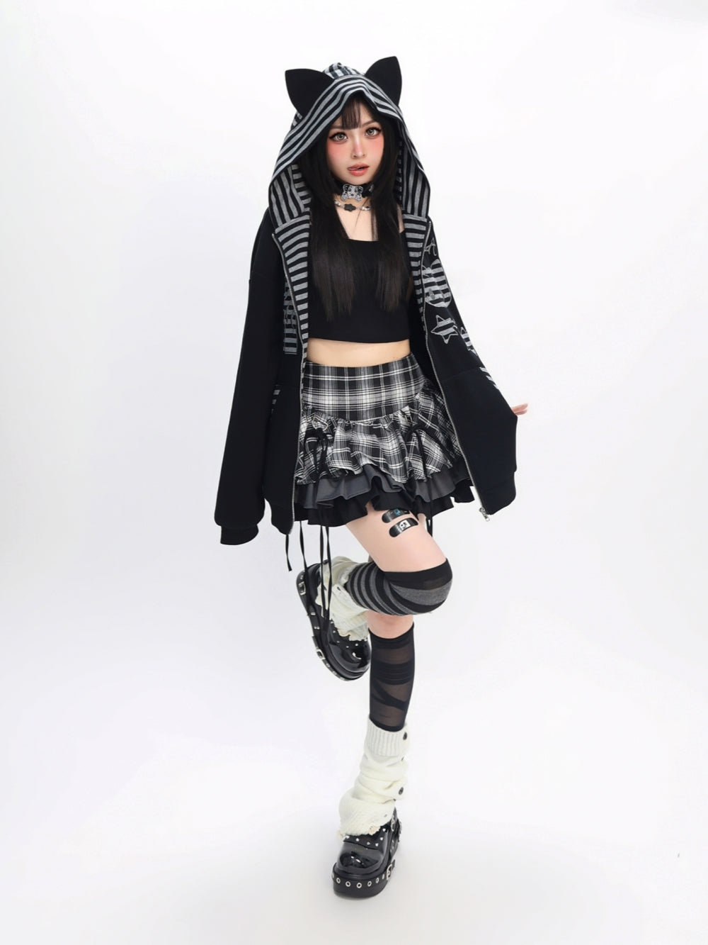 Rebel Kitten Cat Ear Hoodie - Edgy Y2K Essential