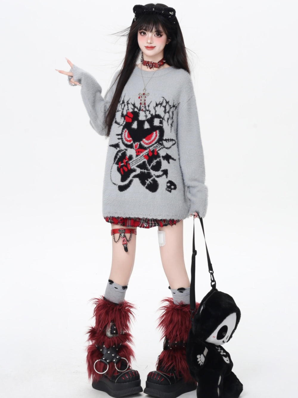 Rock N Roll Bear Graphic Sweater