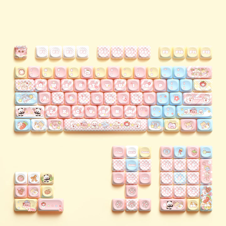 Cute Cartoon Animal Keycaps Set for Mechanical Keyboards