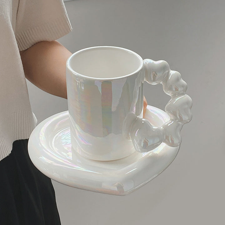 Heart Shaped Ceramic Mug and Plate