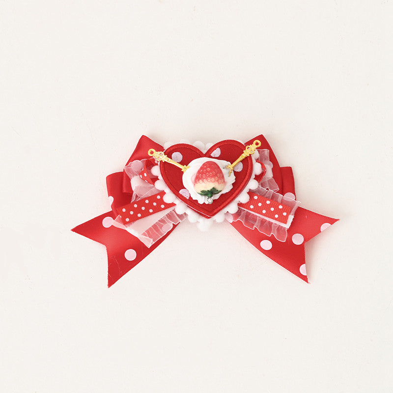 Red Polka Dot Strawberry Hair Clip