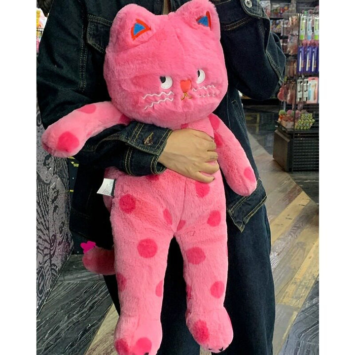 Pink Polka Dot Cat Plush Toy