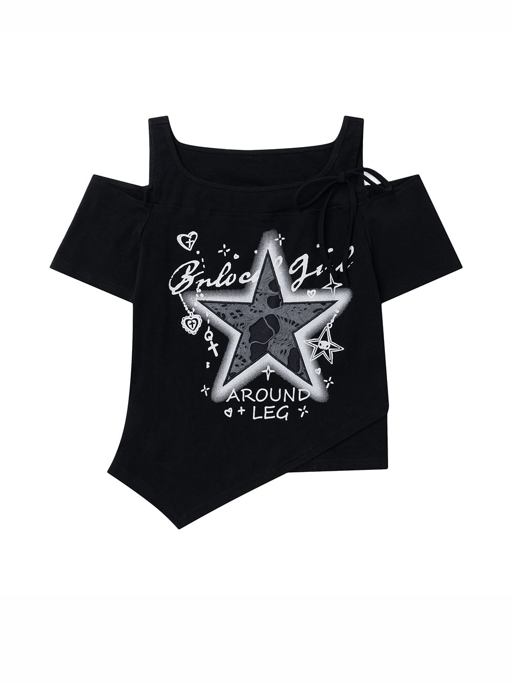 Star Graphic T-Shirt Piano Key Skirt